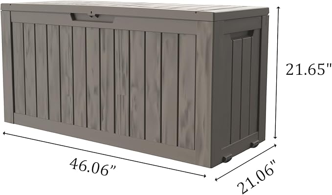 90 Gallon Lockable Resin Deck Box with Wheels, Waterproof & UV-Resistant Outdoor Storage Box for Outdoor Cushion Storage, Garden Tools & Pool Accessories Storage, Gray-CasaMuseHome