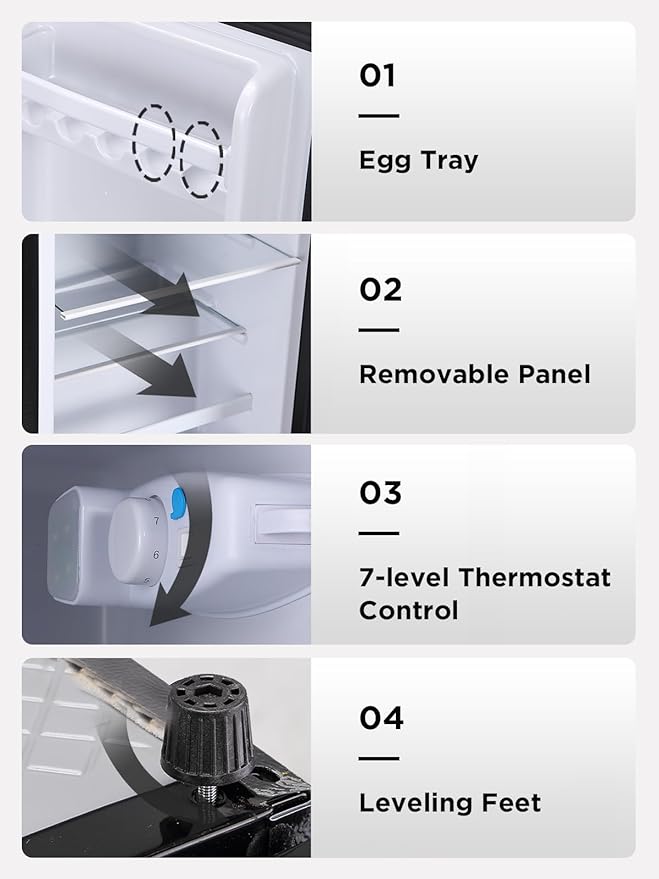 3.5 Cu.Ft Compact Refrigerator with Freezer, Mini Fridge with 2 Doors for Office, Kitchen, Dorm and Bedroom, Small Fridge with 7 Level Temp Adjustable Thermostat, Black-CasaMuseHome