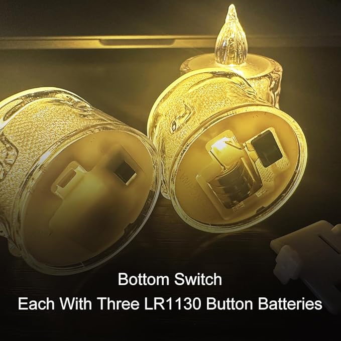 24-Pack Crystal Flameless Tea Lights – Battery Operated LED Candles with Realistic Flicker for Easter Decorations, Wedding Centerpieces, Halloween Party & Holiday Gift Box (Set of 24)-CasaMuseHome