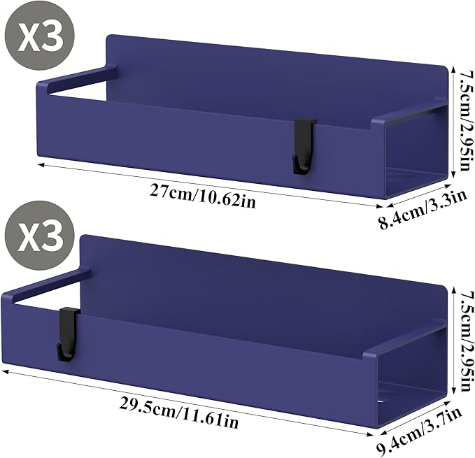 6 Pack Magnetic Spice Rack Organizer for Refrigerator and Oven, Dark Blue Fridge Organizers and Storage for Kitchen-CasaMuseHome