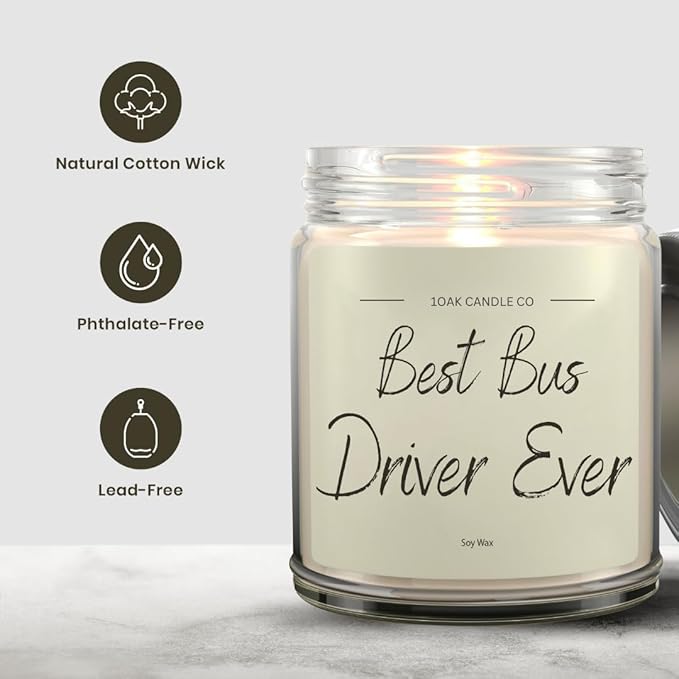 1OAK Vanilla Candle - Thank You Bus Driver Gifts for Women, Men - Bus Driver Appreciation & Retirement Gifts-CasaMuseHome