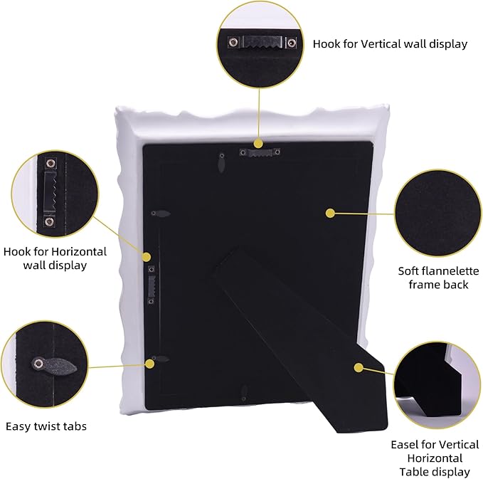 8x10 Vintage Picture Frame with Embossed Flower Design, White Ornate Frame for 8x10 or 5x7 Pictures with White Mat, Hand-Crafted Resin Antique Frames for Tabletop & Wall Hanging, Home Decor (White)-CasaMuseHome