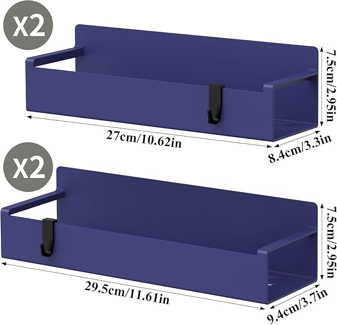 4 Pack Magnetic Spice Rack Organizer for Refrigerator and Oven, Dark Blue Fridge Organizers and Storage for Kitchen-CasaMuseHome