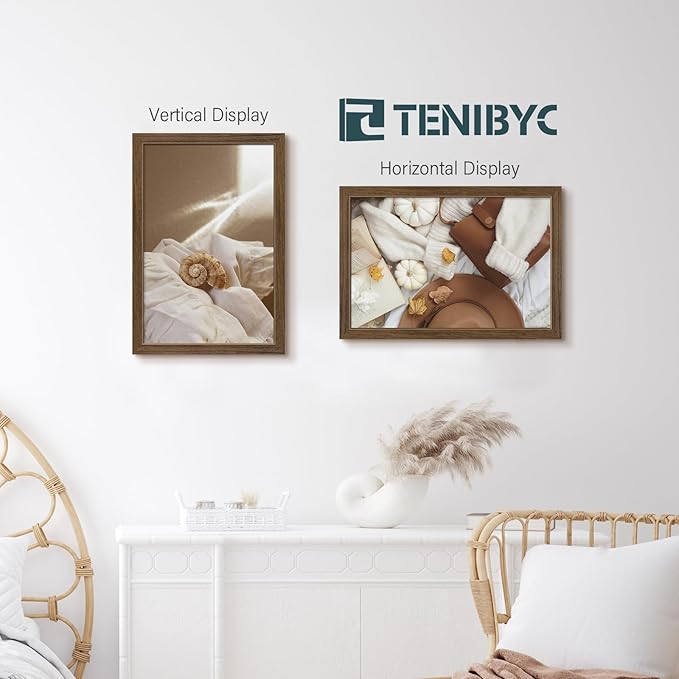 12x18 Poster Frame 3 Pack - Brown Woodgrain, Wood Poster Frame, HD Tempered Glass, Wall Gallery Picture Photo Frame-CasaMuseHome