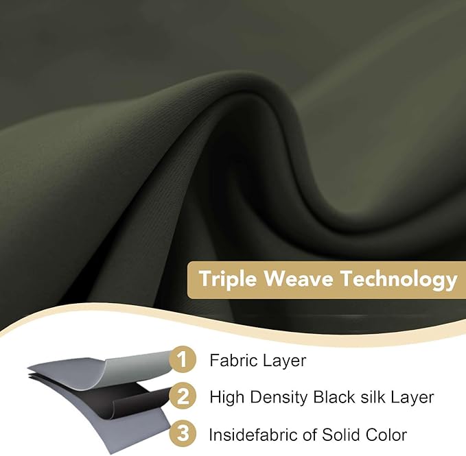 H.VERSAILTEX Thermal Insulated Blackout Window Panels Microfiber Formaldehyde-Free Kids Curtains for Holiday Season Home Decoration,Grommet Top,52 by 96 - Inch - Olive - Set of 2-CasaMuseHome