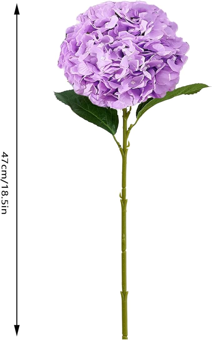 8pcs Lavender Fake Flowers Silk Hydrangea Artificial Flowers Bouquets Faux Hydrangea Stems for Home Table Centerpieces Wedding Party Decoration-CasaMuseHome