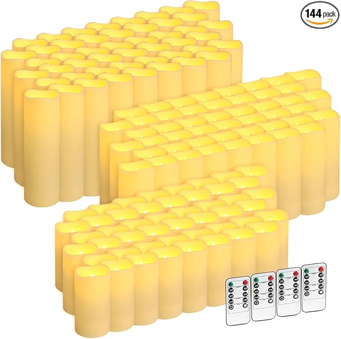 144-Pack LED Flameless Candles with Remote Control for Home and Special Occasions (Three Sizes)-CasaMuseHome