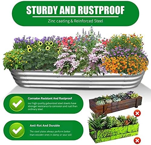 9 ft x 3 ft Raised Garden Bed Metal Elevated Planter for Vegetable Flower Herb (2pk)-CasaMuseHome