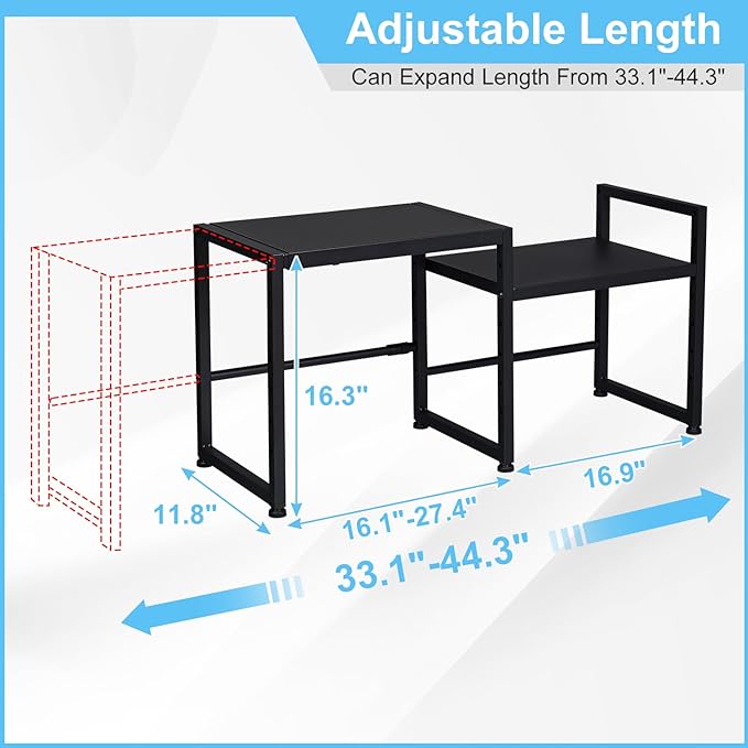 44.3 Inches Expandable Metal Storage Shelves,150LBS Heavy Duty Shelving Units and Storage For Appliance,Adjustable Utility Organization and Storage Shelf Rack For Kitchen Cabinet Closet Garage Pantry-CasaMuseHome