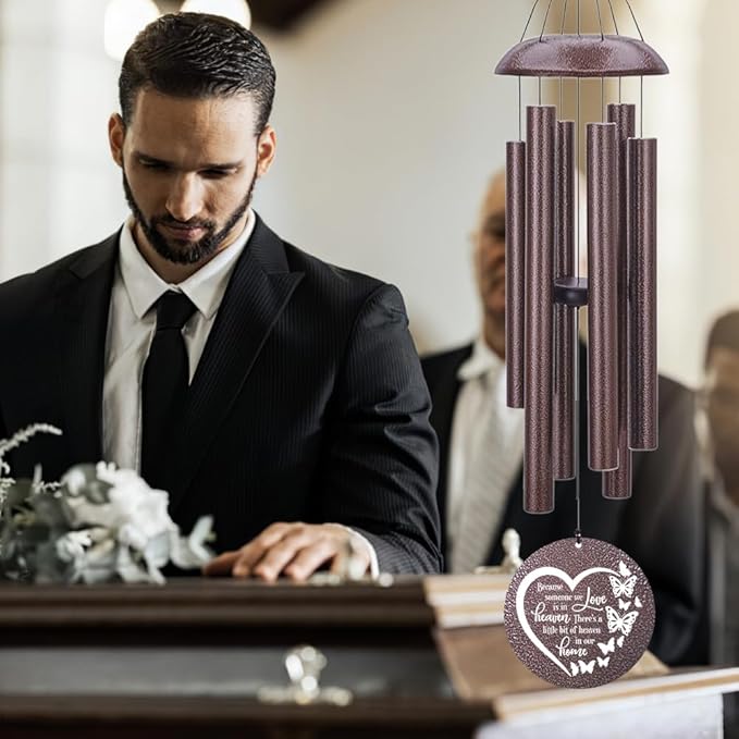 45inch Personalized Wind Chimes, Metal Memorial Wind Chimes, Heart Butterfly Wind Chime for Loss of Loved Dad/Mom, Sympathy Memorial Gifts Wind Chime Deep Tone Outdoor Decorations-CasaMuseHome