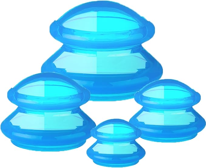 4 Pcs Cupping Therapy Professional Silicone Cupping Set,Suitable for Body Massage/Deep Myofascial Release/Pain Relief/Muscle Relaxation & More (Blue,4pcs)-CasaMuseHome