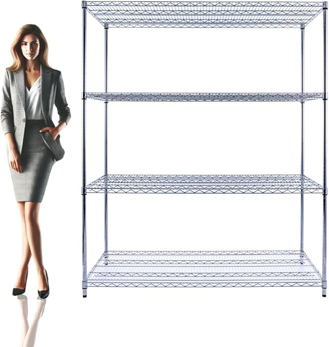 60"x24"x72" PREMIUM METAL STEEL 4-Tier Wire Shelving NSF 3200 LBS MAX Capacity Heavy Duty Storage Rack for Hospitals, Schools, Commercial Spaces, and Garages w/PREMIUM Wheels-CasaMuseHome