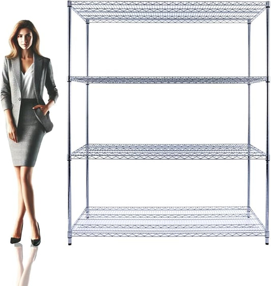 60"x24"x72" PREMIUM METAL STEEL 4-Tier Wire Shelving NSF 3200 LBS MAX Capacity Heavy Duty Storage Rack for Hospitals, Schools, Commercial Spaces, and Garages w/PREMIUM Wheels-CasaMuseHome