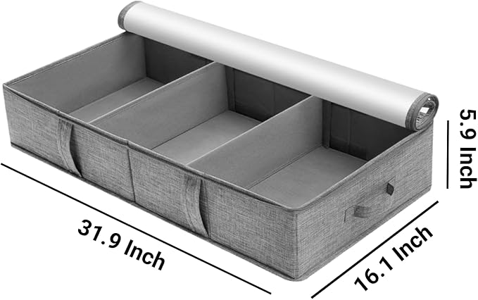 2 Packs Under Bed Storage Containers, Foldable Clothes Draw Organizers with Adjustable Dividers, Handles, Clear Window, Closet Storage Bins for Clothing, Shoes, Blankets-CasaMuseHome