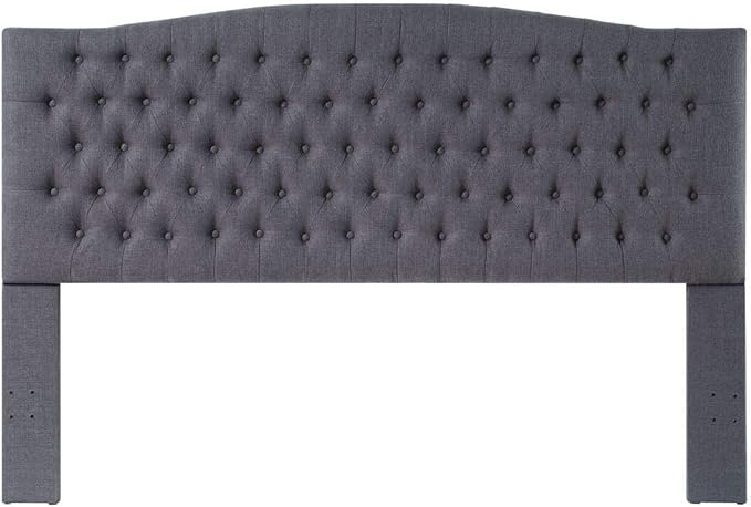 24KF Upholstered Tufted Button Linen Fabric Headboard,Comfortable Fashional Headboard King/CA King Size,Dark Gray-CasaMuseHome