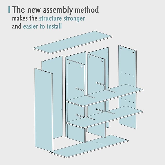 9-Cube Storage Shelf Bookcase - Wooden 3-Tier Floor Standing Open Bookshelf for Home and Office, Display Cabinet, Warm White-CasaMuseHome