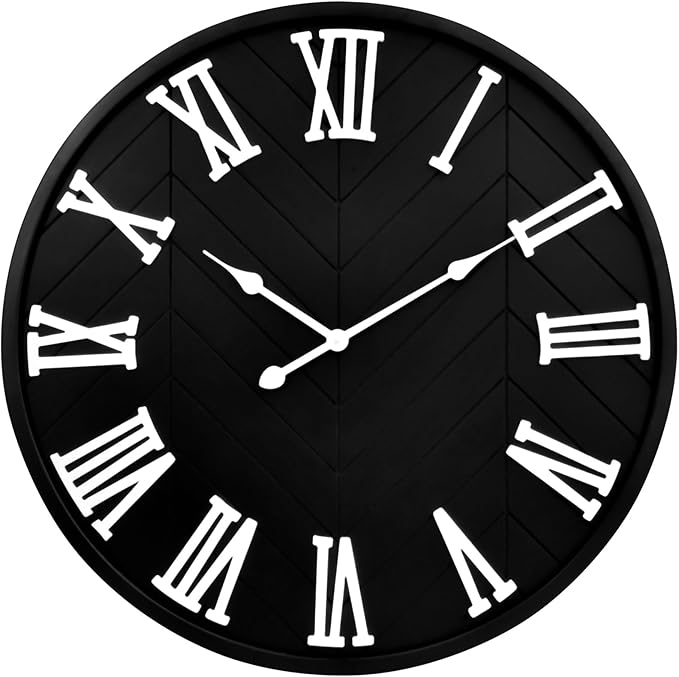 30 Inch Large Wall Clock Farmhouse Style - Black Silent Non-Ticking Rustic Decor for Living Room, Kitchen, Bedroom-CasaMuseHome