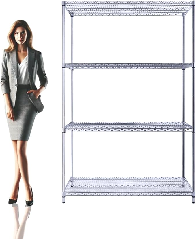 48"x24"x72" Chrome Premium Metal Steel Wire Shelving 4-Tier NSF 3200 LBS MAX Capacity Heavy Duty Storage Rack for Garages, Commercial Spaces, Hospitals, & Schools w/Premium Wheels-CasaMuseHome