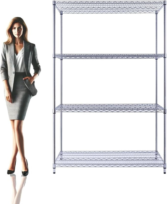 48"x24"x72" Chrome Premium Metal Steel Wire Shelving 4-Tier NSF 3200 LBS MAX Capacity Heavy Duty Storage Rack for Garages, Commercial Spaces, Hospitals, & Schools w/Premium Wheels-CasaMuseHome