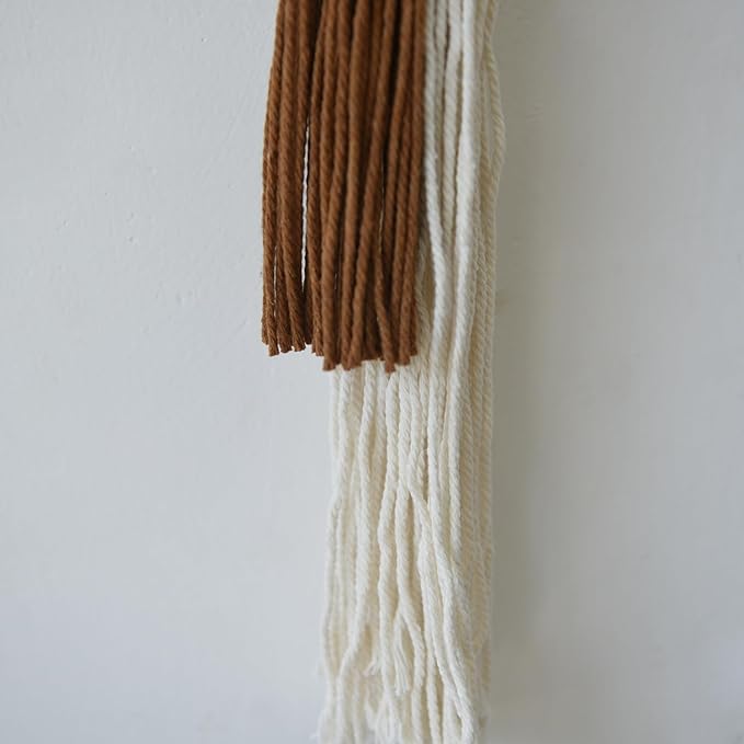 2Pcs Macrame Wall Hanging Boho Home Decor Fiber Art with Sphere Knots Tassels Handmade Yarn Art for Bedroom Living Room Office Entryway-CasaMuseHome