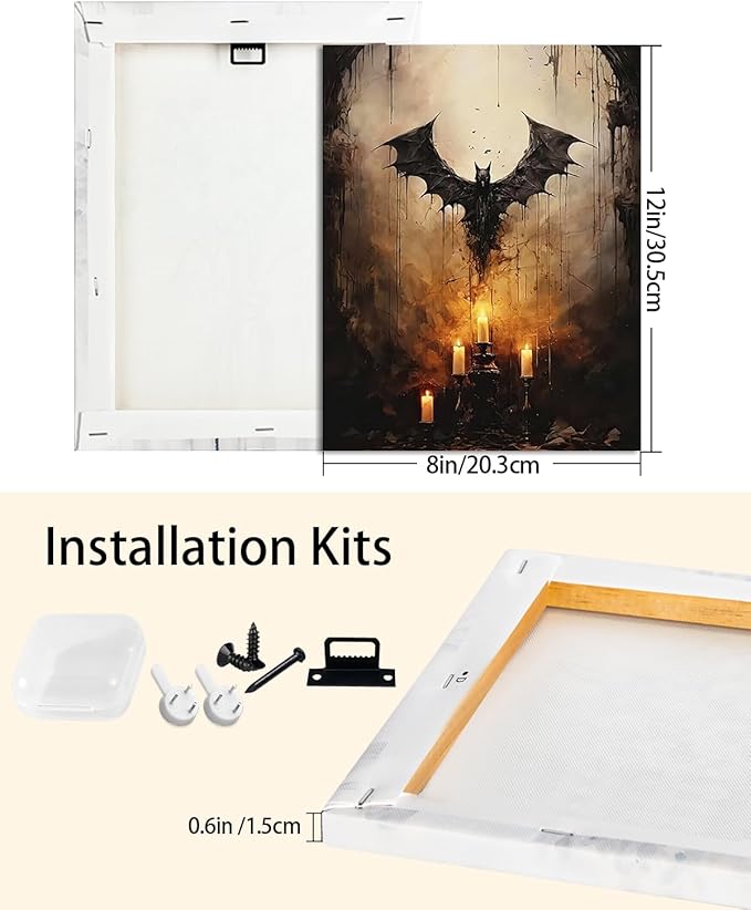 AbcCustomize Halloween Canvas Wall Art - Vintage Moody Bat Poster, Gothic Dark Academia Wall Decor, Spooky Halloween Decor for Farmhouse & Cottage, Fall Decorations Indoor for Living Room & Bedroom-CasaMuseHome