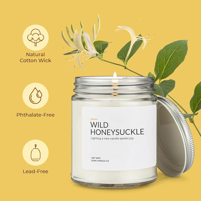 1OAK Soy Wax Scented Candles (Wild Honeysuckle) - Long Burning Premium Hand-Poured (7oz.)-CasaMuseHome
