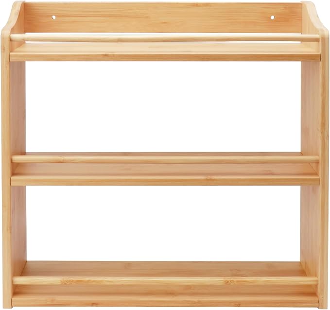 3 Tier Bamboo Spice Rack, Spice Rack Organizer, Seasoning Jars Rack Shelf Spice Organizer for Kitchen Counter or Wall Mounting, Bamboo Spice Storage Holder-CasaMuseHome