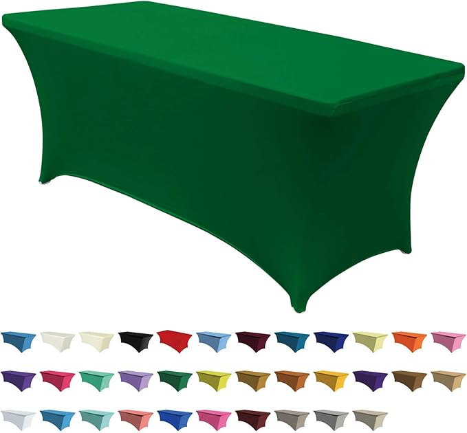 ABCCANOPY 6 FT Forest Green Spandex Table Cover Stretch Fitted Wrinkle Resistant Tablecloth Reuse for Rectangular Folding Table Patry Event Wedding Banquet Protector-CasaMuseHome