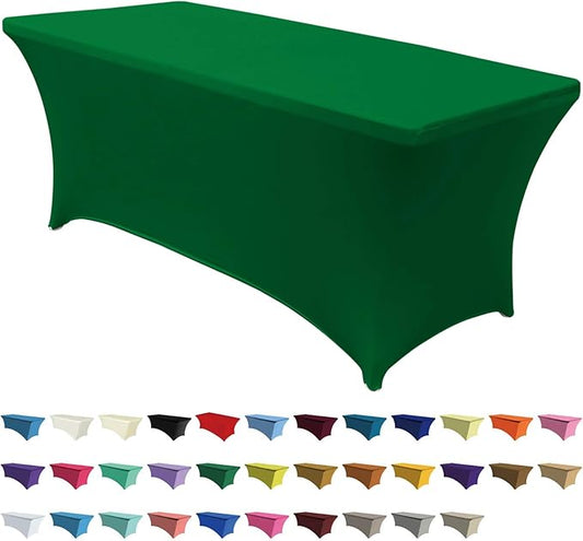 ABCCANOPY 6 FT Forest Green Spandex Table Cover Stretch Fitted Wrinkle Resistant Tablecloth Reuse for Rectangular Folding Table Patry Event Wedding Banquet Protector-CasaMuseHome