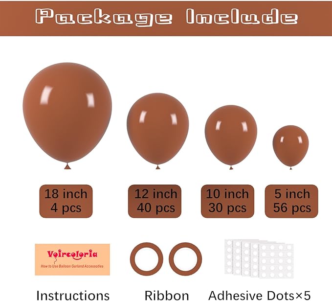 130pcs Coffee Brown Balloons Different Sizes 18" 12" 10" 5" Tan Latex Balloon Garland Arch Kit for Birthday Baby Shower Graduation Wedding Gender Reveal Anniversary Party Decorations-CasaMuseHome