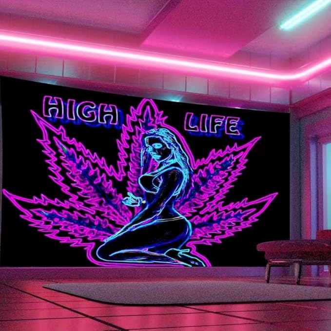 ADDWel Blacklight Tapestry for Bedroom, Tapestry Glow In The Dark, UV Reactive Black Light Posters Wall Hanging for Bedroom Dorm Living Room Backdrop Decor-CasaMuseHome