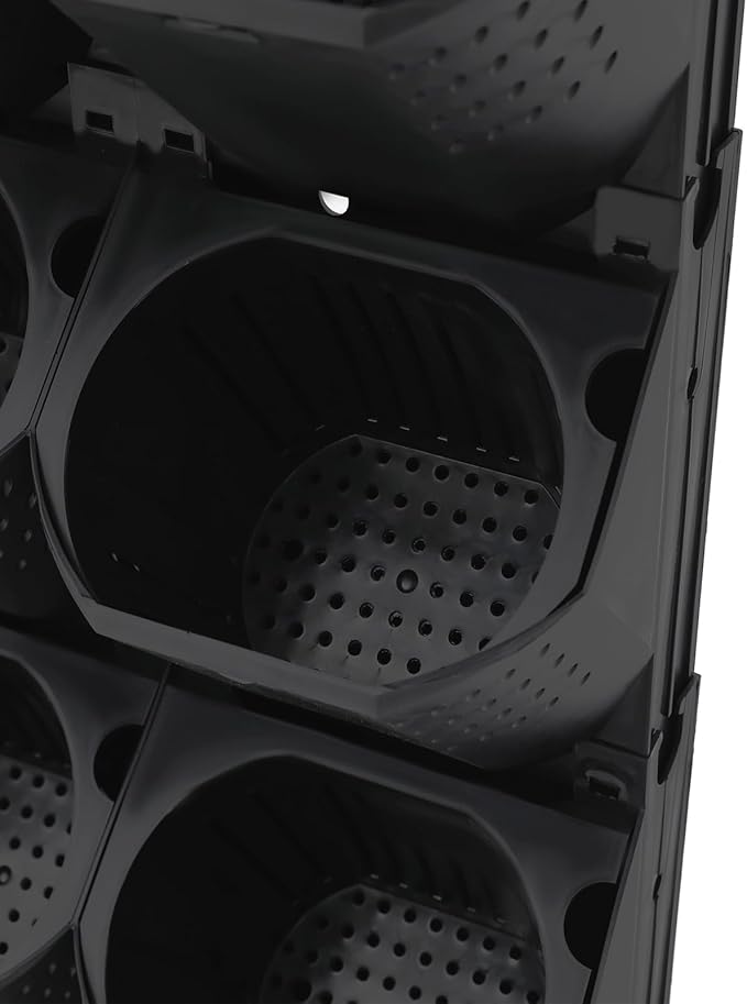 12Pieces 3-Pot Wall Planter Vertical Garden Plant Walls Wall Mounted Vertical Planter with Water-Storage Layer Stackable Wall-Mounted Flower Pot for Gardens, Balconies 180.78lbs Total Capacity (Black)-CasaMuseHome