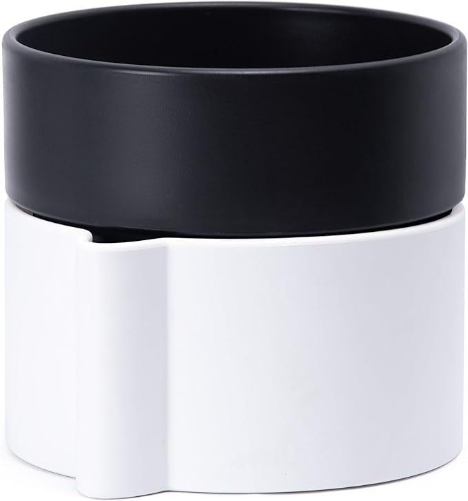 8 Inch Self-Watering Planter Pot with Terracotta Insert, Deep Water Reservoir, and Ceramic-Alike BPA-Free Plastic Planter Pot for Plant, Modern Planter for Houseplants, White/Black, 53-B-T-4-CasaMuseHome