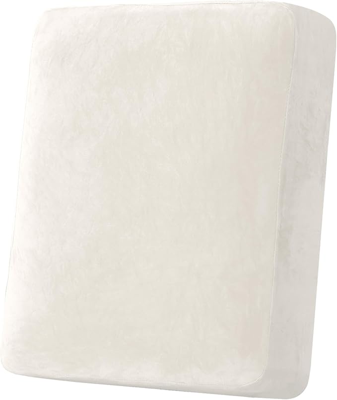 H.VERSAILTEX Velvet Stretch Couch Cushion Cover Plush Cushion Slipcover for Chair Cushion Furniture Protector Seat Cushion Sofa Cover (1 Piece Armchair Cushion Covers, Porcelain)-CasaMuseHome