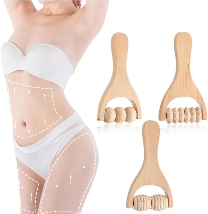 3Pcs Wooden Hand Massage Roller, Manual Wood Therapy Massage Tools Massager Roller for Relaxes Thigh, Leg, Hands Full Body Muscle Men Women Gift-CasaMuseHome