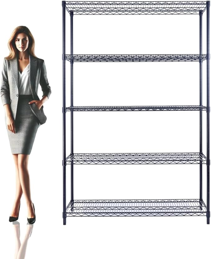 48"x24"x72" Black 5-Tier Premium Wire Shelving NSF 4000 LBS MAX Capacity Heavy Duty Steel Storage Rack for Warehouses, Garages, Hospitals, Commercial Spaces, & Schools w/Premium Wheels-CasaMuseHome