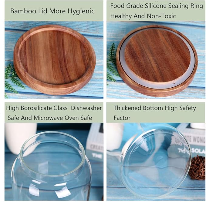 1 Gallon Glass Jar with Airtight Lid and Anti-Skid Bottom for Dry Food Storage-CasaMuseHome