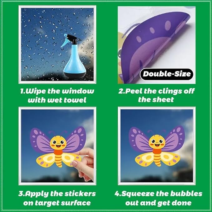 2 Sheets of 12x36 Inch Spring Summer Window Cling Sticker Fish, Plants, Aquatic Theme Window Stickers, Spring and Summer Decor, Home, Shop, Party Window, Glass, Wall Display Stickers (Aquatic Theme)-CasaMuseHome