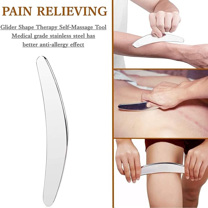 3 in 1 Muscle Scraper Stainless Steel IASTM Set, Physical Therapy Massage Scraper, Gua Sha Muscle Treatment Tools-CasaMuseHome