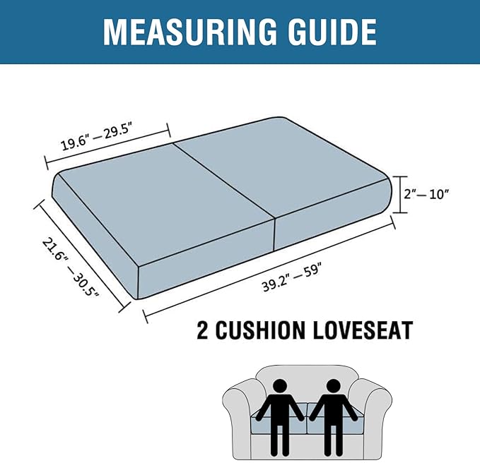 H.VERSAILTEX Super Stretch Individual Seat Sofa Covers Slipcover Sets Thick Jacquard Textured Twill Fabric (2 Piece Medium Sofa Cushion Covers, Navy)-CasaMuseHome