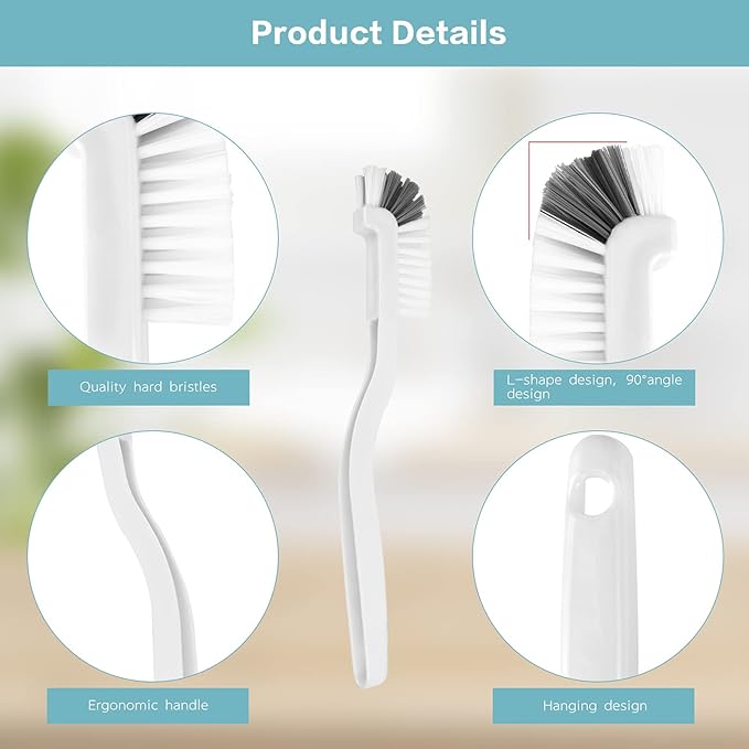 8 Pcs Dish Brush Bottle Bathroom Scrub Brushes Kitchen Cleaning Brush Right Angle Kitchen Brush Sink Household Pot Pan Edge Corners Tile Lines Brush with Stiff Bristles-CasaMuseHome