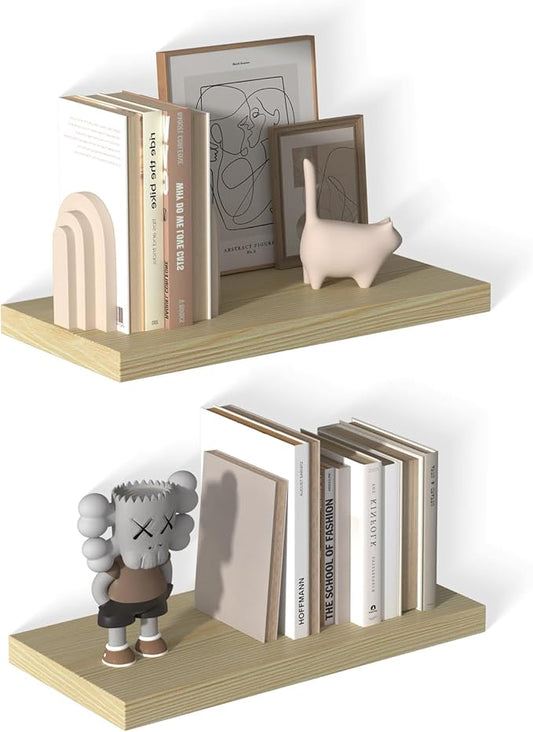 12 Inch Deep Floating Shelves for Wall 1 Pack Floating Shelves Large Storage Space Wall Mount Shelf for Living Room Kitchen Bathroom 24" W x 12" D x 1.2" H Oak-CasaMuseHome