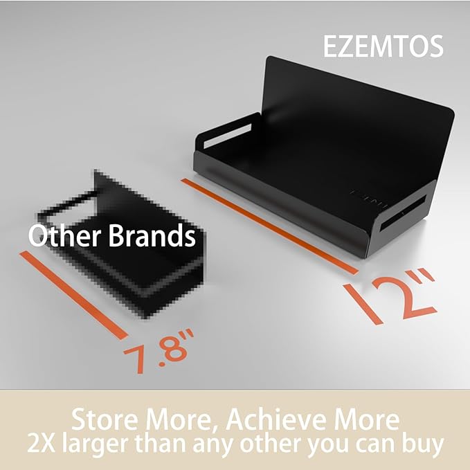 2-Pack Magnetic Spice Rack for Refrigerator - Heavy-Duty 20LB Capacity - Strong Magnetic Shelves for Classroom Whiteboards and Garage Tools, Kitchen Organizer for Utensils, Black-CasaMuseHome