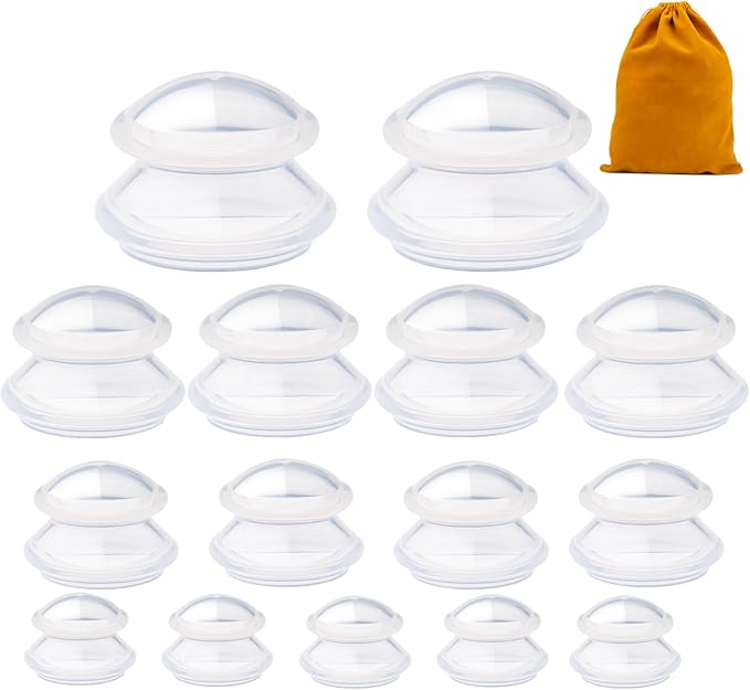 15pcs Cupping Therapy Set-Professional Silicone Cupping, Suitable for Facial Body Massage/Deep Myofascial Release/Pain Relief/Muscle Relaxation & More (Clear,15pcs)-CasaMuseHome