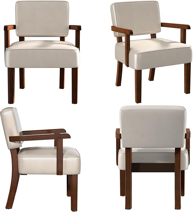 Accent Chair, PU Leather Chair for Living Room Oversized Armchair with Soft Seat and Armrests for Bedroom Dinning Reading Waiting Room (One Chair)-CasaMuseHome