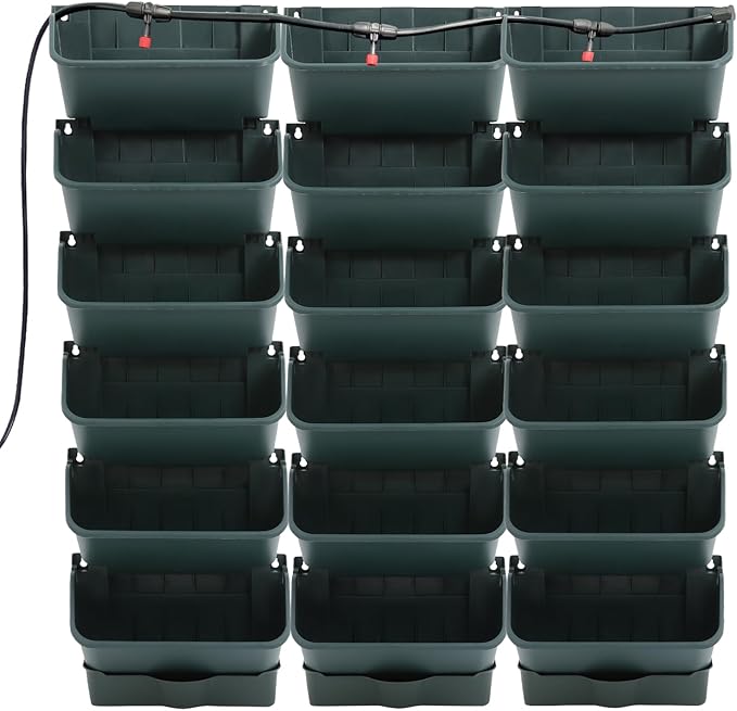 18 Pots Self-Watering Wall-Mounted Planter, 39.4”L x 39.4”H Vertical Wall Planter Self Watering Stackable Planters Vertical Garden Wall Garden Planter Outdoor Indoor for Herbs Flowers Strawberries-CasaMuseHome