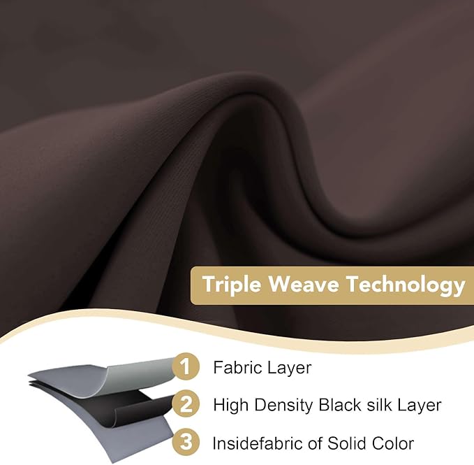 H.VERSAILTEX Thermal Insulated Blackout Curtains - Antique Copper Grommet Top Window Drapes - Chocolate Brown - 52" W x 72" L - (Set of 2 Panels)-CasaMuseHome