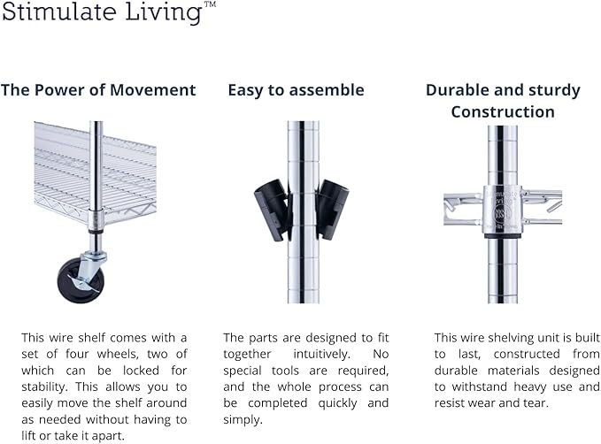 60"x24"x72" PRIME HEAVY DUTY Chrome 4-Tier Wire Shelving NSF 2400 LBS MAX Capacity Storage Rack for Commercial, School, Home, Garage, Warehouse, Industrial, and Hospital Uses (with Wheels)-CasaMuseHome