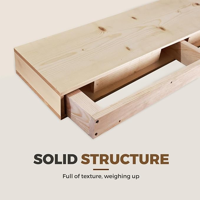 60x8x3 Fireplace Mantel - Handcrafted Hollow Rustic Solid Wood Wall Mounted Floating Shelf - DIY Color - with Invisible Heavy Duty Wood Bracket-CasaMuseHome