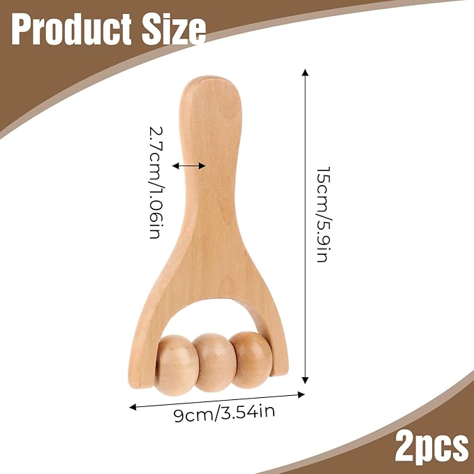2 Pcs Wooden Massage Roller, Massage Hand Roller Massagers for Neck Muscle Rollers Stick Wooden Massager Tool for Back Rolling Hands Foot The Face Ball Full Body-CasaMuseHome